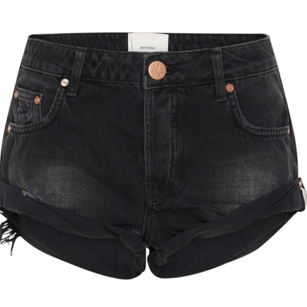 ONETEASPOON Worn Black Bandit Low Waist Short